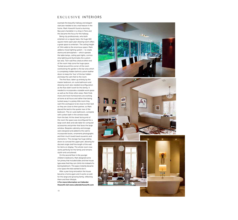 Callender Howorth Interior designers London, featuring their article published in Exclusive Magazine, Kensington and Chelsea