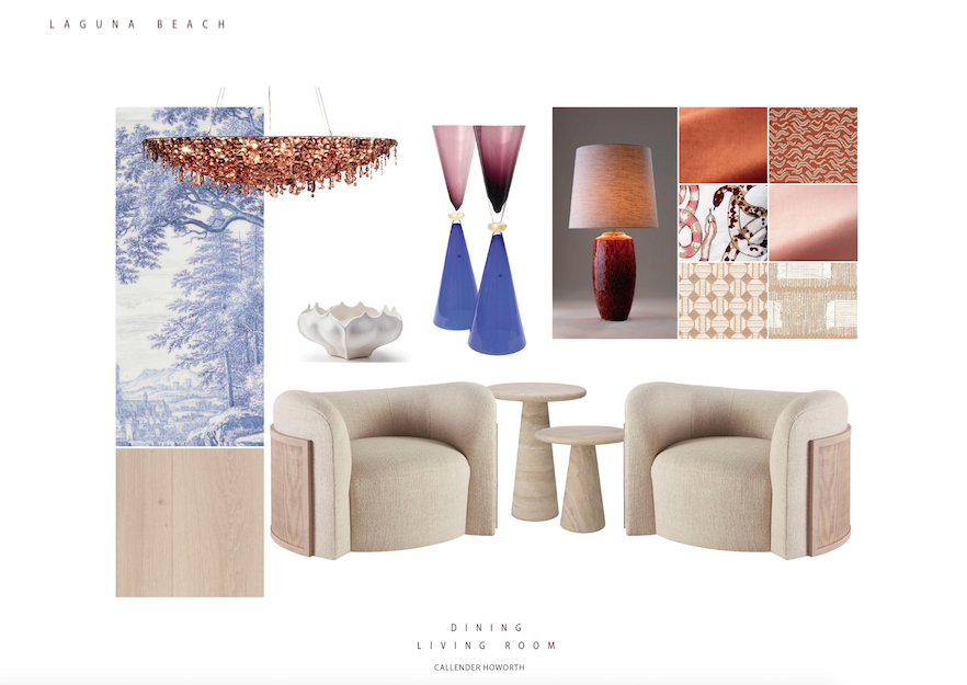 Mood board for our residential sea view project in Laguna Beach